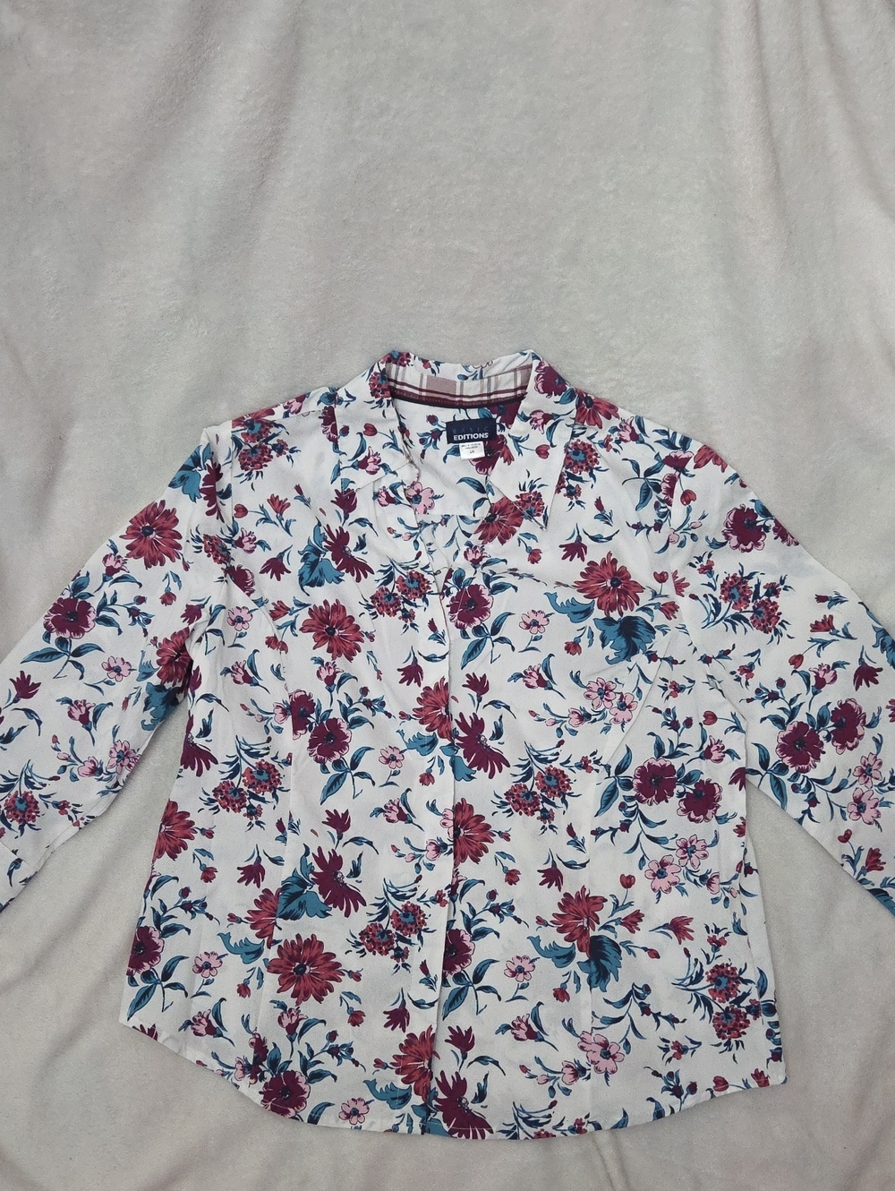 Basic Editions Floral Button Down Shirt Size Large Nwot